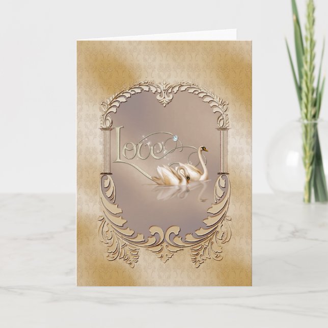 Tarjeta Boda de Cisnes de Amor (Anverso)