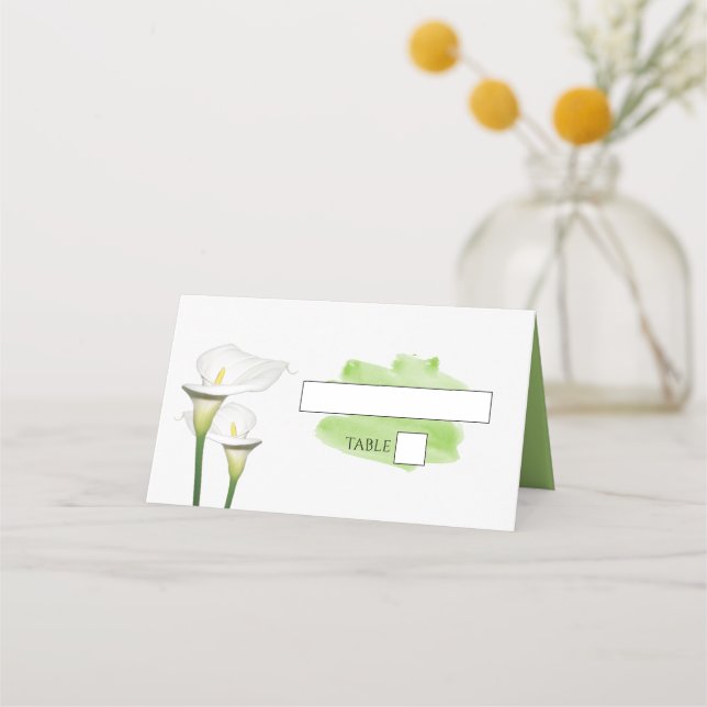 Tarjeta Boda de color blanco Calla Lilies (Anverso)