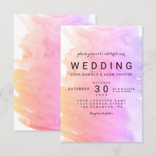 Tarjeta Boda de color de agua moderna