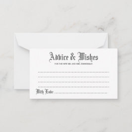 Tarjeta Boda de consejos y deseos góticos