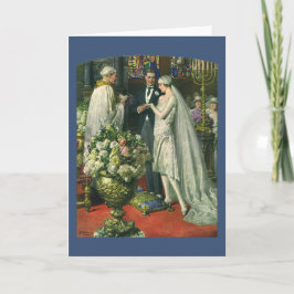 Tarjeta Boda de cosecha, novia y novio con Menorah