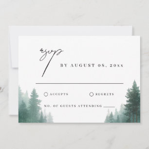 Tarjeta Boda de Destino Bosque Verde Acuarela Rústica