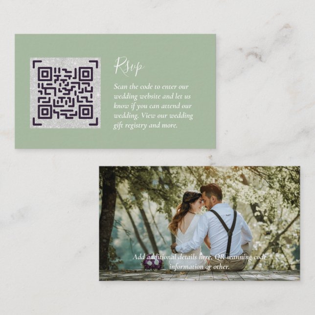 Tarjeta Boda de detalles de la foto del código QR  (Anverso / Reverso)