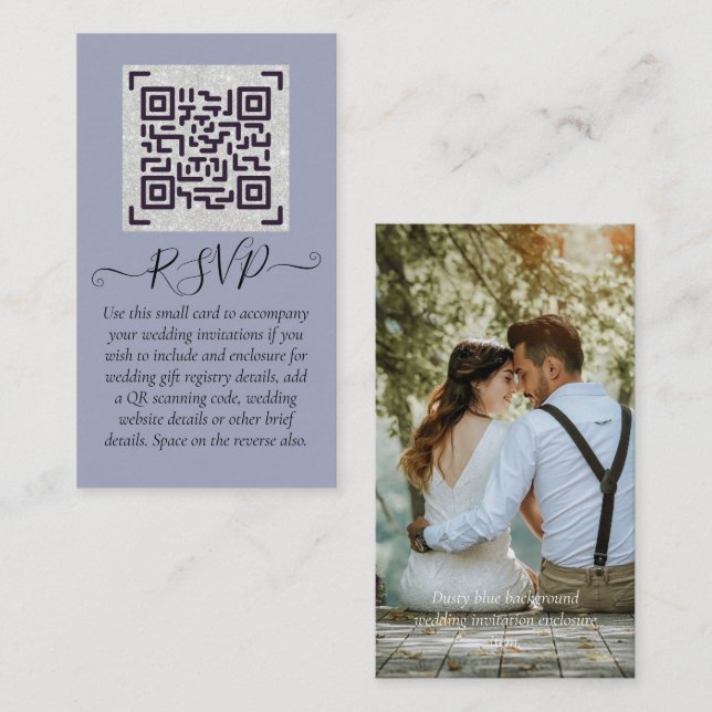 Tarjeta Boda de detalles de la foto del código QR  (Anverso / Reverso)