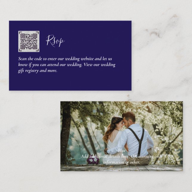 Tarjeta Boda de detalles de la foto del código QR  (Anverso / Reverso)
