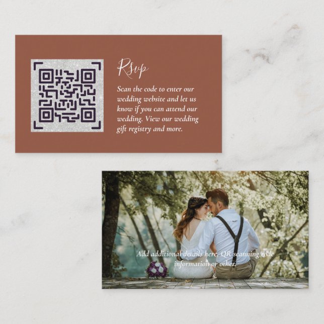 Tarjeta Boda de detalles de la foto del código QR  (Anverso / Reverso)