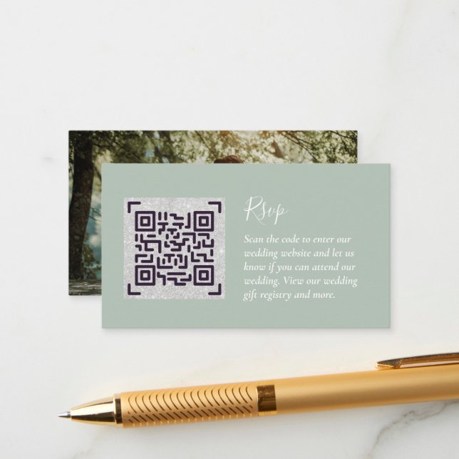 Tarjeta Boda de detalles de la foto del código QR  (Anverso/Reverso In Situ)