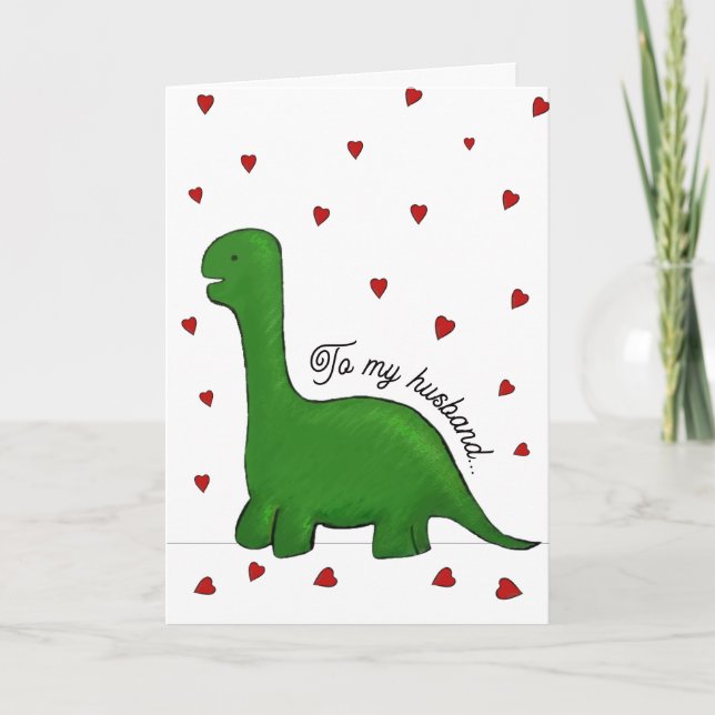 Tarjeta Boda de Dinosaurios marido aniversario (Anverso)