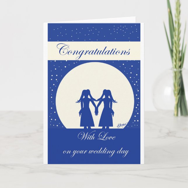 Tarjeta Boda de dos novias - Felicidades (Anverso)