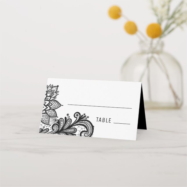 Tarjeta Boda de encaje negro vintage (Anverso)