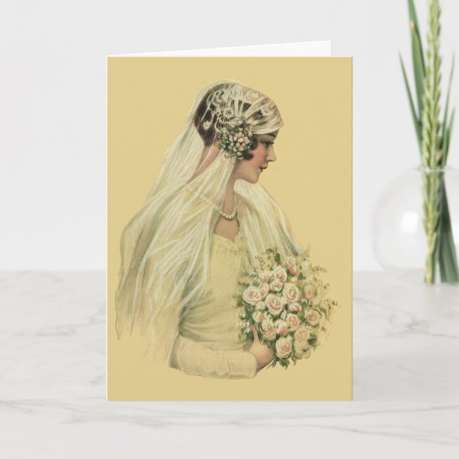 Tarjeta Boda de época, retrato de novia victoriana (Anverso)