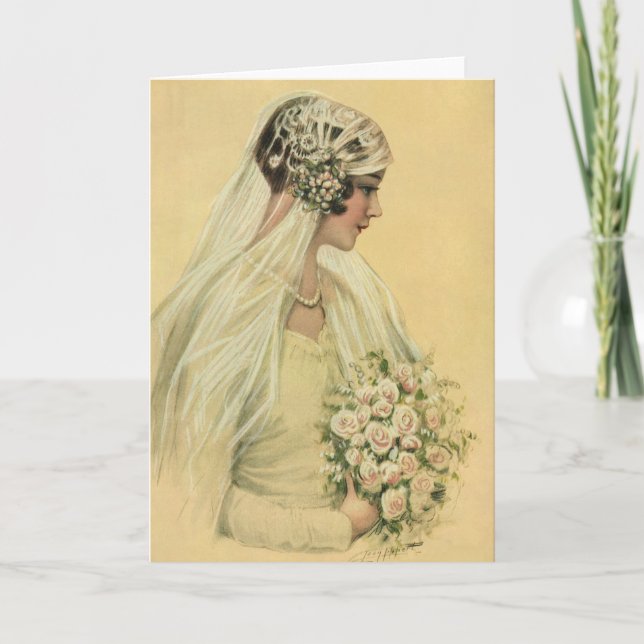 Tarjeta Boda de época, retrato de novia victoriana (Anverso)