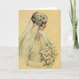 Tarjeta Boda de época, retrato de novia victoriana