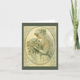 Tarjeta Boda de época, retrato de novia victoriana