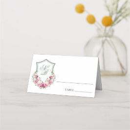 Tarjeta Boda de Escudo floral rosa