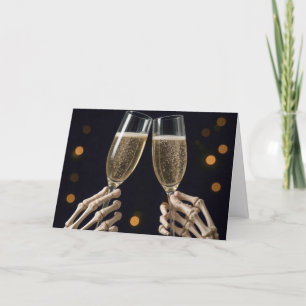Tarjeta Boda de esqueleto de Halloween Tosta de champagne