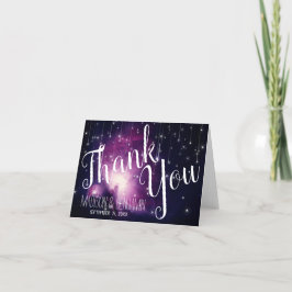 Tarjeta Boda de Estrellas Celestes Purple Galaxy Gracias