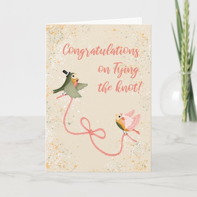 Tarjeta Boda de felicitaciones de Aves de Amor (Anverso)