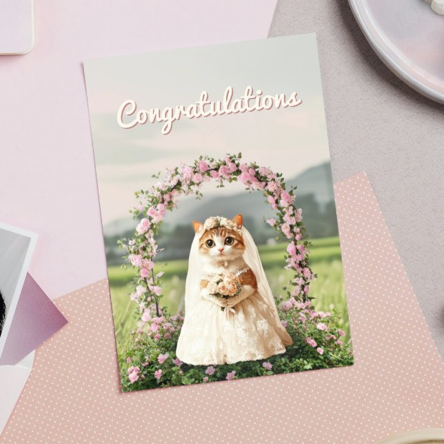 Tarjeta Boda de floral de gato lindo felicitaciones saludo (Subido por el creador)