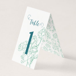 Tarjeta Boda de flores de peones de mano verde