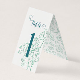 Tarjeta Boda de flores de peones de mano verde