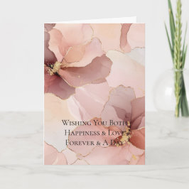 Tarjeta Boda de flores rosadas Rubor Gold