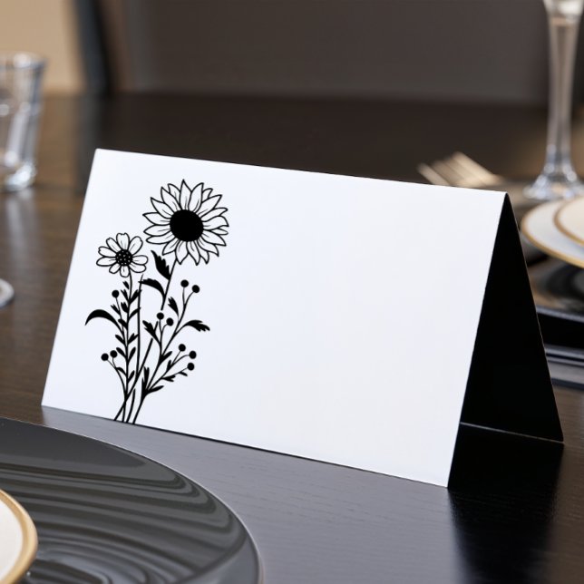 Tarjeta Boda de Flores Silvestres de Flora Blanca Negra mi (Subido por el creador)