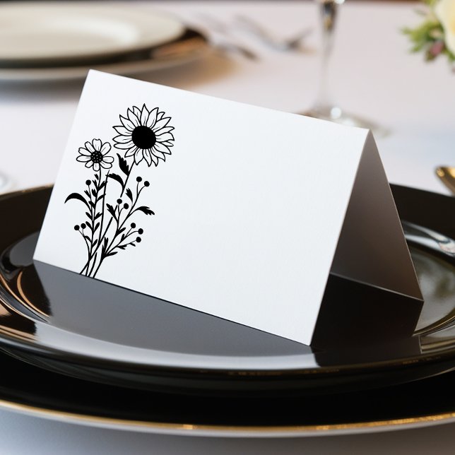 Tarjeta Boda de Flores Silvestres de Flora Blanca Negra mi (Subido por el creador)