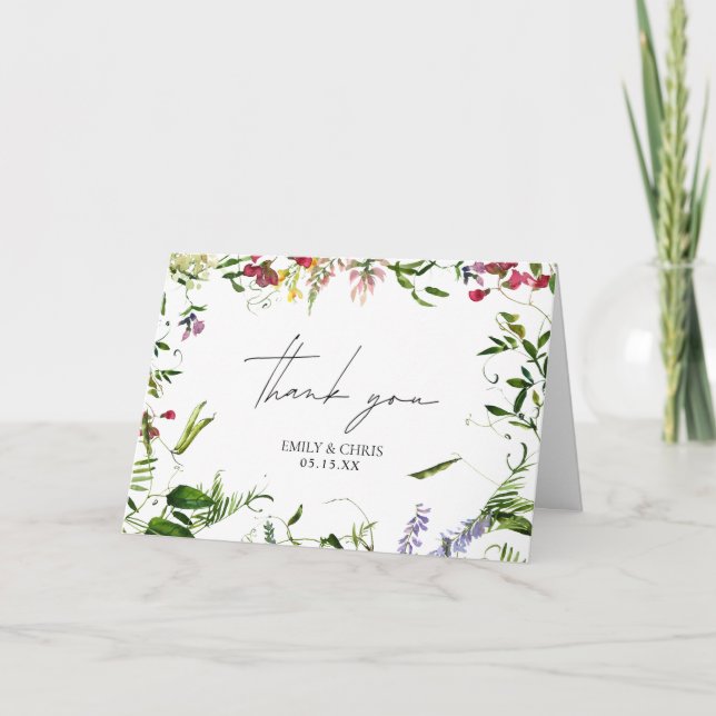 Tarjeta Boda de flores silvestres de verano moderno gracia (Anverso)