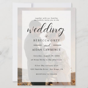 Tarjeta Boda de Foto con Borde de Oro Blanco y Negro Elega
