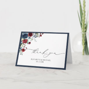 Tarjeta Boda de fotografía de color azul borgoñoso de la M