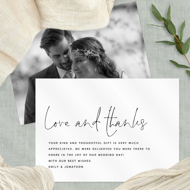 Tarjeta Boda de fotos gracias por amor a escritura moderna (Subido por el creador)