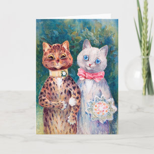 Tarjeta Boda de gatos, matrimonio, novia, Louis Wain