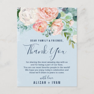 Tarjeta Boda de gracias a los románticos peonies L