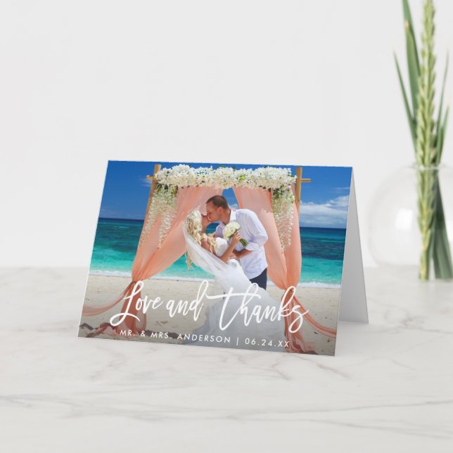 Tarjeta Boda De Guión De Cepillo Moderno Amor Gracias Por  (Anverso)