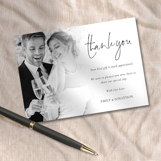 Tarjeta Boda de guión de superposición de fotos minimalist (Subido por el creador)