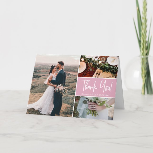 Tarjeta Boda de guiones de Rubor Pink Modern (Anverso)