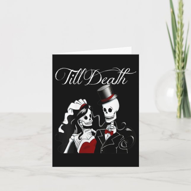 Tarjeta Boda de Halloween Novia Gótica Groom Skelet (Anverso)