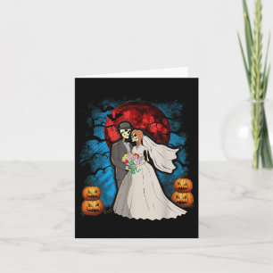 Tarjeta Boda de Halloween regalo Skeleton Couple Bride Gro