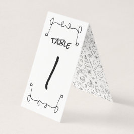 Tarjeta Boda de Ilustraciones Doodle en blanco y negro