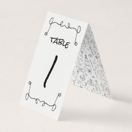 Tarjeta Boda de Ilustraciones Doodle en blanco y negro