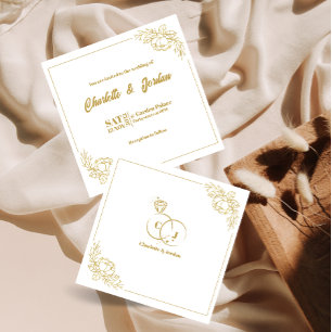 Tarjeta Boda de invitación de oro de anillo minima
