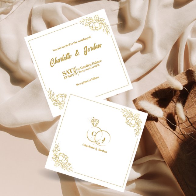 Tarjeta Boda de invitación de oro de anillo minima (Subido por el creador)