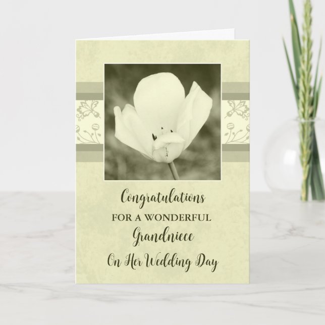 Tarjeta Boda de la abuela floral blanca felicitaciones (Anverso)