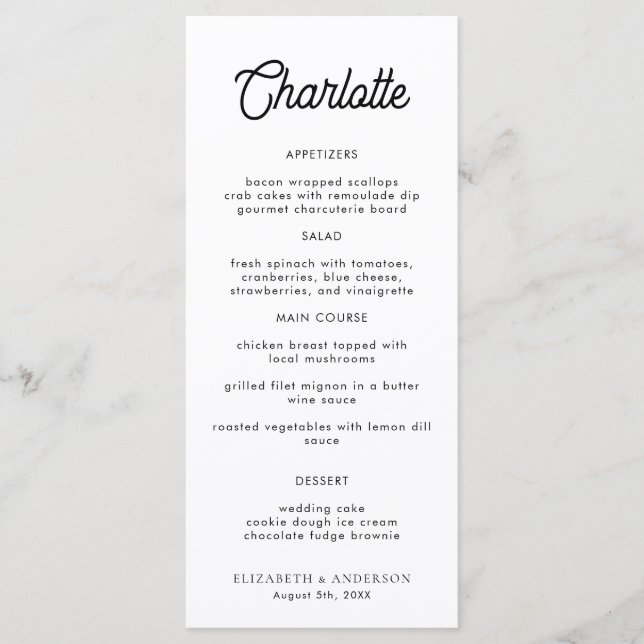 Tarjeta Boda de la cena de la plaza de nombres mod (Anverso)