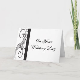 Tarjeta Boda de la familia de Swirls Blending Black and Wh