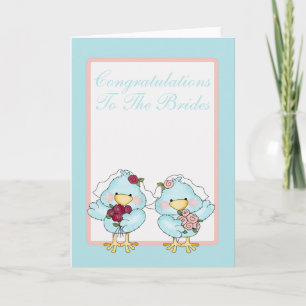 Tarjeta Boda de las novias con aves azules