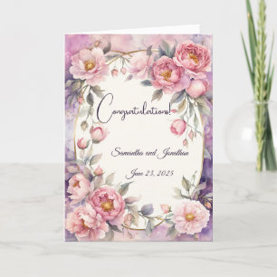 Tarjeta Boda de marco ovalado rosado del Peony de moda