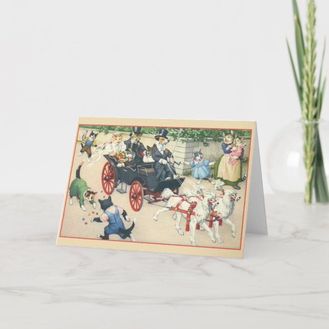 Tarjeta Boda de matrimonio para gatos retro (Anverso)