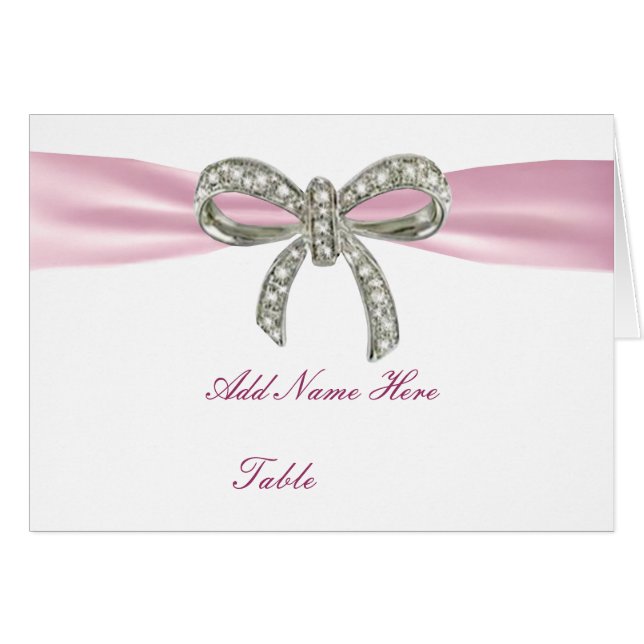 Tarjeta Boda de mesa de arenque de diamante rosa (Anverso (Horizontal))